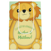 Lion Baby shower Green Medium Cadeauzakje (Achterkant)