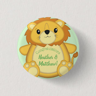 Lion Baby shower Green Ronde Button 3,2 Cm