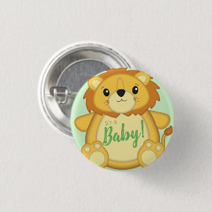Lion Baby shower Green Ronde Button 3,2 Cm