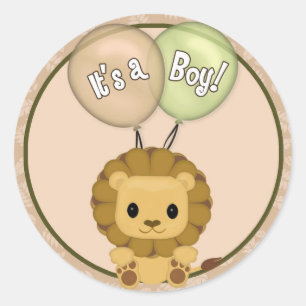 LION Baby shower Het is een jongen! seal Nali NJL  Ronde Sticker