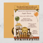 LION Baby shower Invitation Herfst Oerwoud Safari Kaart (Voorkant / Achterkant)