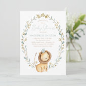 Lion Baby shower Invitation - Oerwoud Dier Thema Kaart (Staand voorkant)