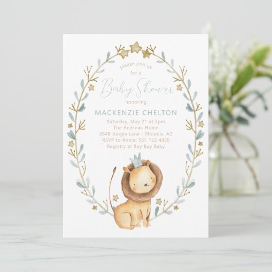 Lion Baby shower Invitation - Oerwoud Dier Thema Kaart (Staand voorkant)
