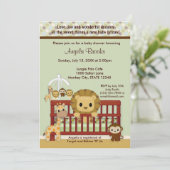 LION Baby shower Invitation Oerwoud Pals JPN-L Kaart (Staand voorkant)