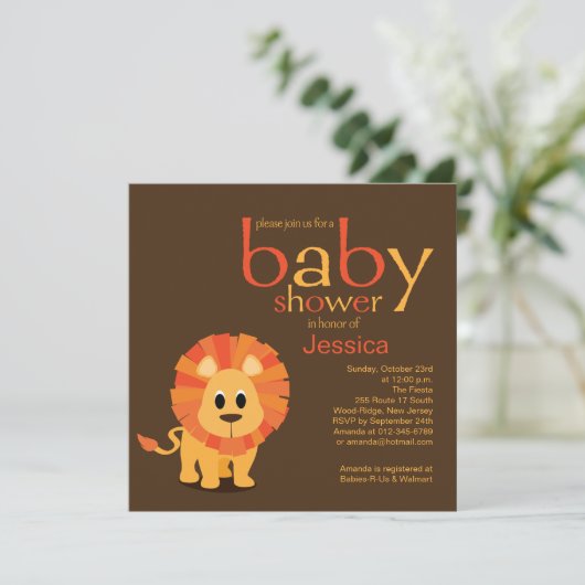 Lion Baby shower Kaart (Staand voorkant)