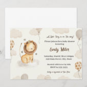 Lion baby shower nodigt schattige waterverf uit kaart (Voorkant / Achterkant)