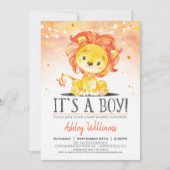 Lion Baby shower Oranje Boy Invitation Kaart (Voorkant)