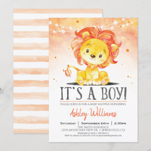 Lion Baby shower Oranje Boy Invitation Kaart