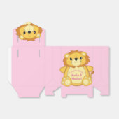 Lion Baby shower Roze Bedankdoosjes (Uitgevouwen)