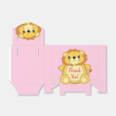 Lion Baby shower Roze Bedankdoosjes (Uitgevouwen)