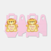 Lion Baby shower Roze Bedankdoosjes (Uitgevouwen)