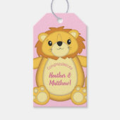 Lion Baby shower Roze Cadeaulabel (Voorkant)