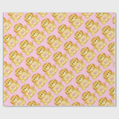 Lion Baby shower Roze Cadeaupapier (Vlak)