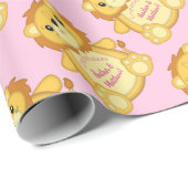 Lion Baby shower Roze Cadeaupapier (Rol Hoek)
