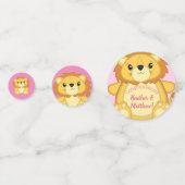 Lion Baby shower Roze Confetti (Voorkanten)