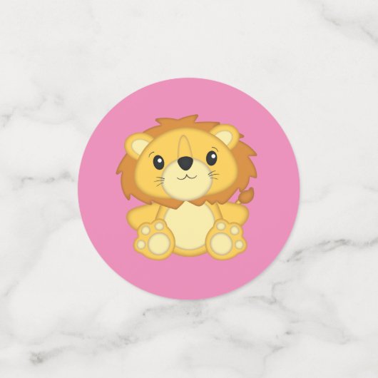 Lion Baby shower Roze Confetti (Kleine voorkant)