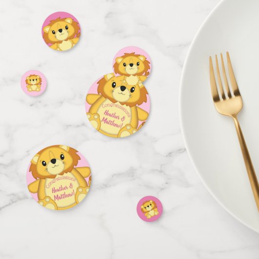 Lion Baby shower Roze Confetti (Groep)