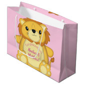 Lion Baby shower Roze Groot Cadeauzakje (Voorkant Gekanteld)