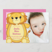 Lion Baby shower Roze Kaart (Voorkant / Achterkant)