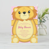 Lion Baby shower Roze Kaart (Staand voorkant)