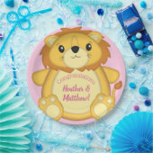 Lion Baby shower Roze Papieren Bordje (Feest)