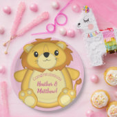 Lion Baby shower Roze Papieren Bordje (Feest)