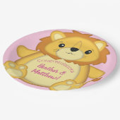 Lion Baby shower Roze Papieren Bordje (Gekanteld)