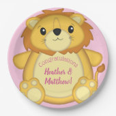 Lion Baby shower Roze Papieren Bordje (Voorkant)