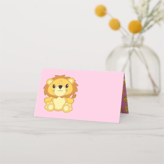 Lion Baby shower Roze Plaatskaartje (Voorkant)