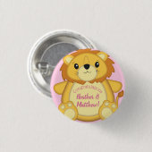 Lion Baby shower Roze Ronde Button 3,2 Cm (Voorkant /achterkant)