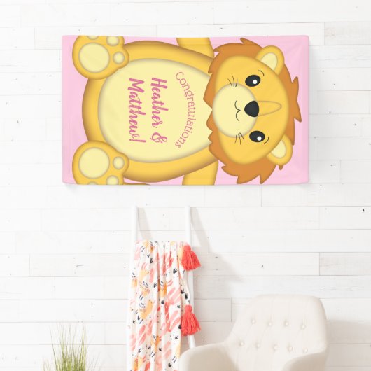 Lion Baby shower Roze Spandoek (Insitu)