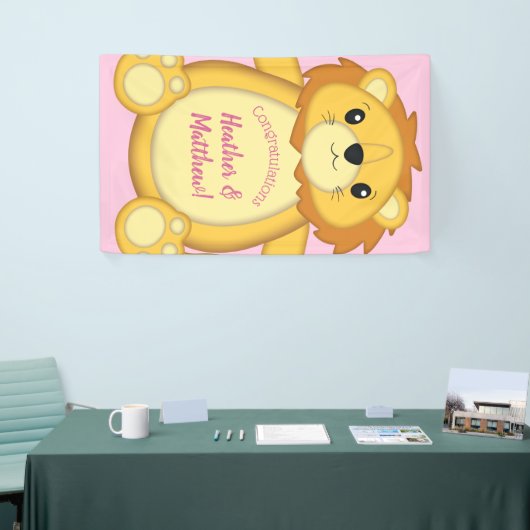 Lion Baby shower Roze Spandoek (Beurs)