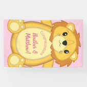 Lion Baby shower Roze Spandoek (Horizontaal)