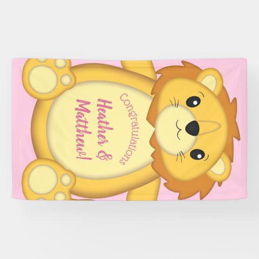 Lion Baby shower Roze Spandoek (Horizontaal)