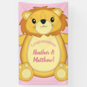 Lion Baby shower Roze Spandoek (Verticaal)