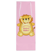 Lion Baby shower Roze Wijn Cadeautas (Achterkant)
