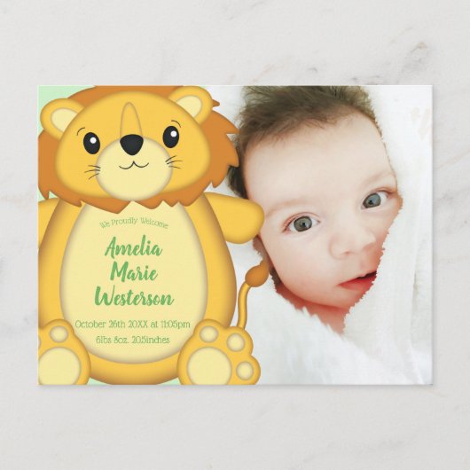 Lion Baby shower Safari Briefkaart (Voorkant)