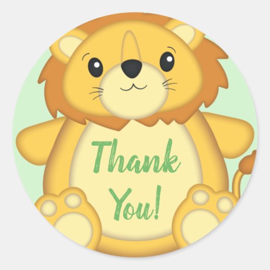Lion Baby shower Safari Ronde Sticker (Voorkant)