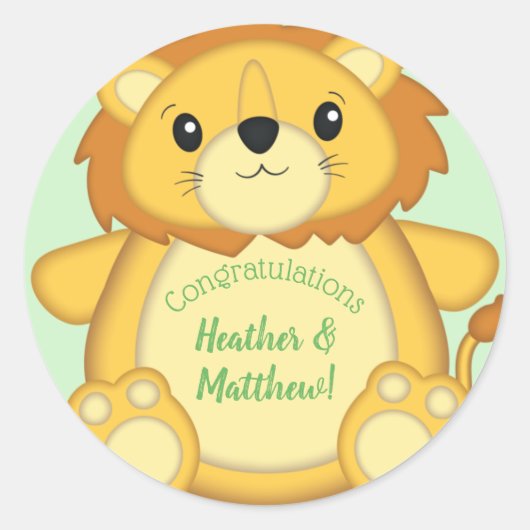 Lion Baby shower Safari Ronde Sticker (Voorkant)