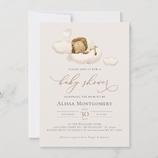 Lion Baby shower Uitnodiging (Voorkant)