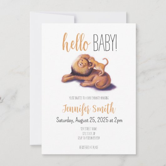 Lion Baby shower Uitnodiging (Voorkant)