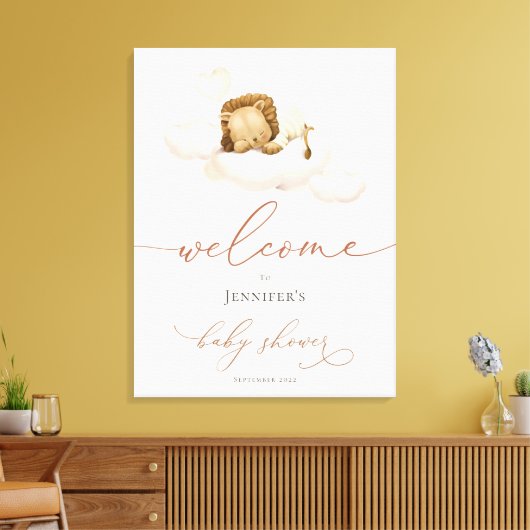 Lion Baby shower Welkom Canvas Afdruk (Insitu (Woonkamer))