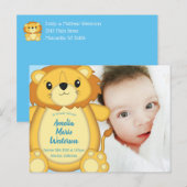 Lion Baby shower Zoo Circus Blue Boy Briefkaart (Voorkant / Achterkant)