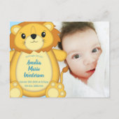 Lion Baby shower Zoo Circus Blue Boy Briefkaart (Voorkant)