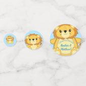 Lion Baby shower Zoo Circus Blue Boy Confetti (Achterkanten)