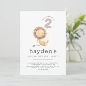 Lion Balloon 2e verjaardag Uitnodiging (Staand voorkant)