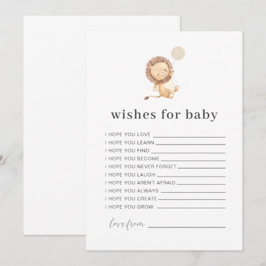 Lion Balloon wenst Baby kaart (Voorkant / Achterkant)