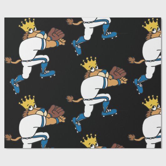 Lion Baseball Player Wrapping Paper Cadeaupapier (Vlak)