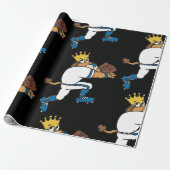 Lion Baseball Player Wrapping Paper Cadeaupapier (Uitgerold)