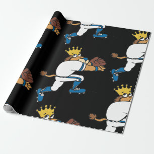 Lion Baseball Player Wrapping Paper Cadeaupapier